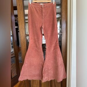 Free People Terracotta Corduroy Just Float On Super Flare Pants